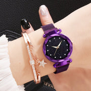 Luxury Women Watch Bracelet Set with Magnet Buckle and Starry Sky