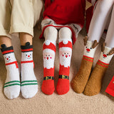 Child Christmas Socks Winter No-shedding Cute Elk Elk Santa Claus Snowman Sleeping Floor Coral Fleece Socks