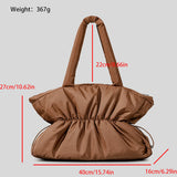 Autumn And Winter Pleated Cotton Filled Large Capacity Handbag For Women