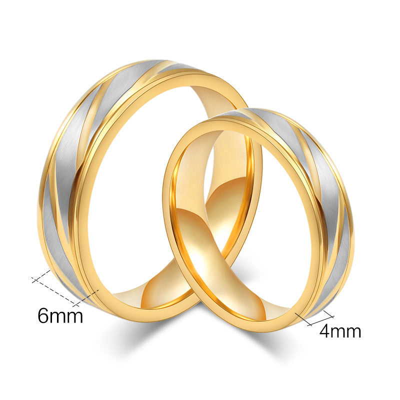 Classic Wedding Ring For Women Men Gold Color