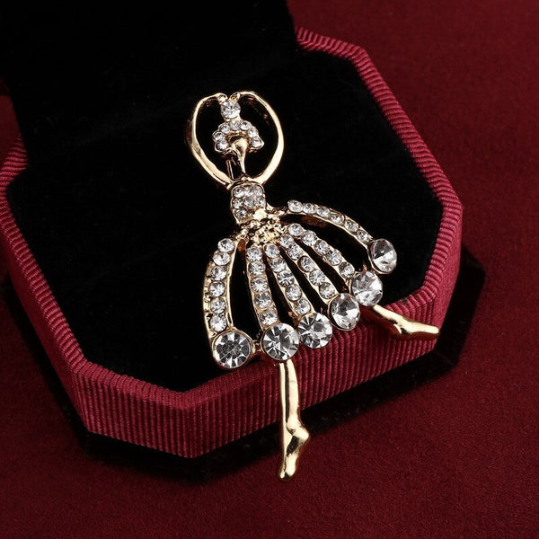 Hesiod Valentine's Day Jewelry Gift Crystal Women Brooch Pins Casual Girl Brooch Pins sparkling Ballet girl