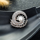 Vintage Flower Alloy Crystal Women Wearing Brooch