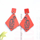 Silver Needle Korean Plate Acetate Earrings Personalized 3D Printing Black and White Sketch Girl Portrait Earrings