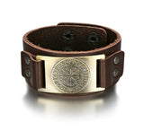 Beowulf Regalia Leather Viking Vegvisir Arm Cuff