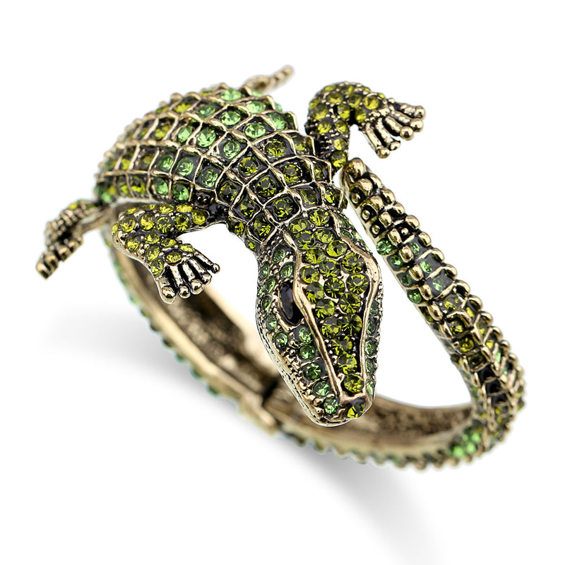 Exaggerated Vintage Alligator Alloy Diamond Cuff Bracelet