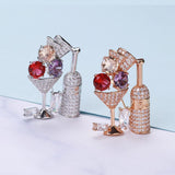 Creative Cocktail Glass Corsage Fashion Micro Inlaid Zircon Pin Temperament Trend Clothing Brooch Accessories