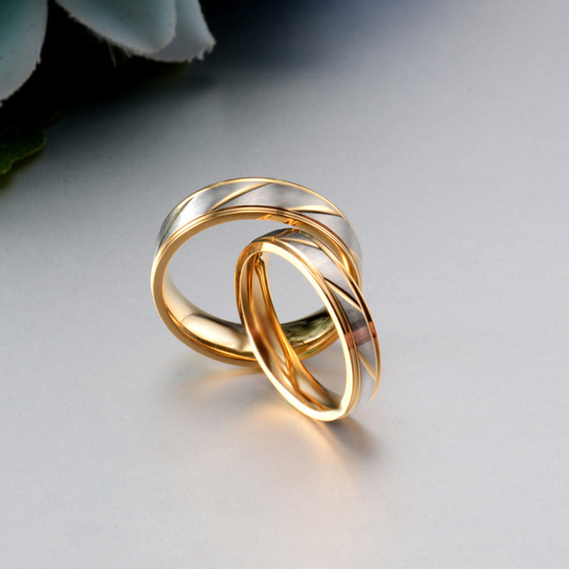 Classic Wedding Ring For Women Men Gold Color