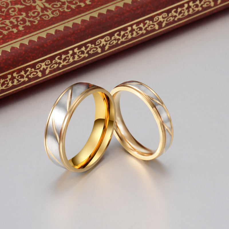 Classic Wedding Ring For Women Men Gold Color