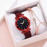 Luxury Women Watches Bracelet Set Fashion Elegant Magnet Buckle Ladies Starry Sky Watch Set Relogio