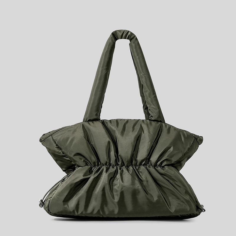 Autumn And Winter Pleated Cotton Filled Large Capacity Handbag For Women