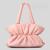 Autumn And Winter Pleated Cotton Filled Large Capacity Handbag For Women