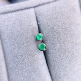 Round emerald S925 silver earrings