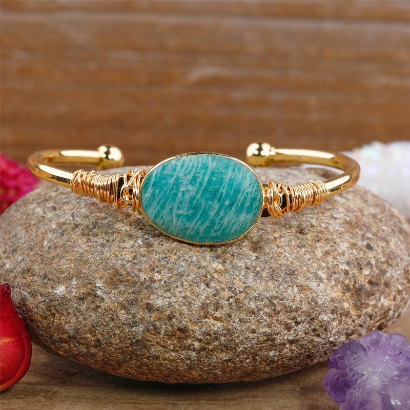 Citrine Quartz Gold Bohemian Cuff Bracelet