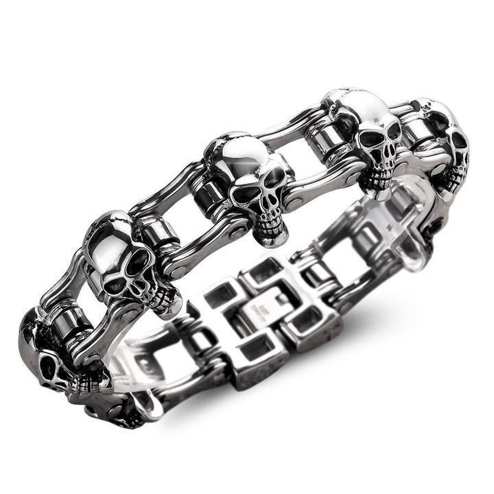 Chain Linked Skull Cuff Bracelet