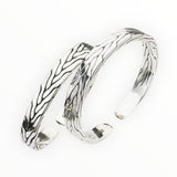 999 silver bracelet, sterling silver, vintage patterned woven design, unisex couple bracelet