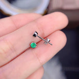 Round emerald S925 silver earrings