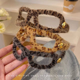 Temperamental plush leopard pattern glasses-shaped hair hoop