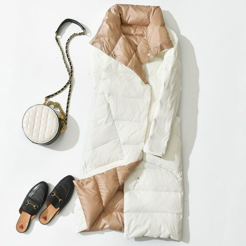 Lightweight reversible winter down jacket for women