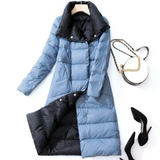 Lightweight reversible winter down jacket for women