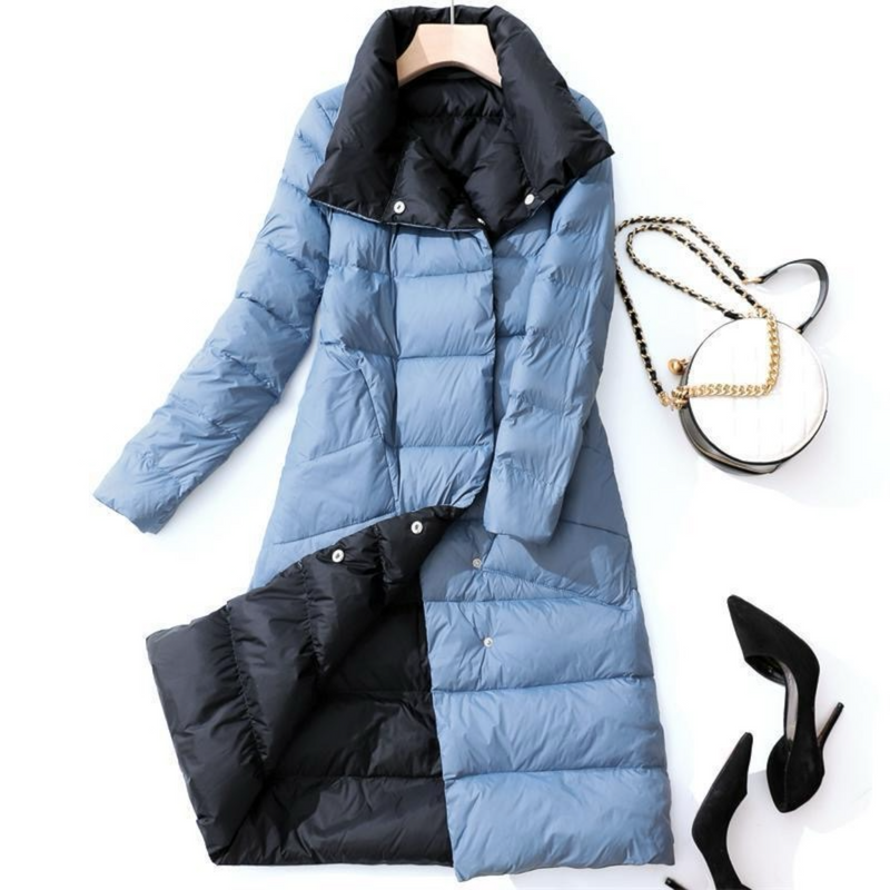 Lightweight reversible winter down jacket for women