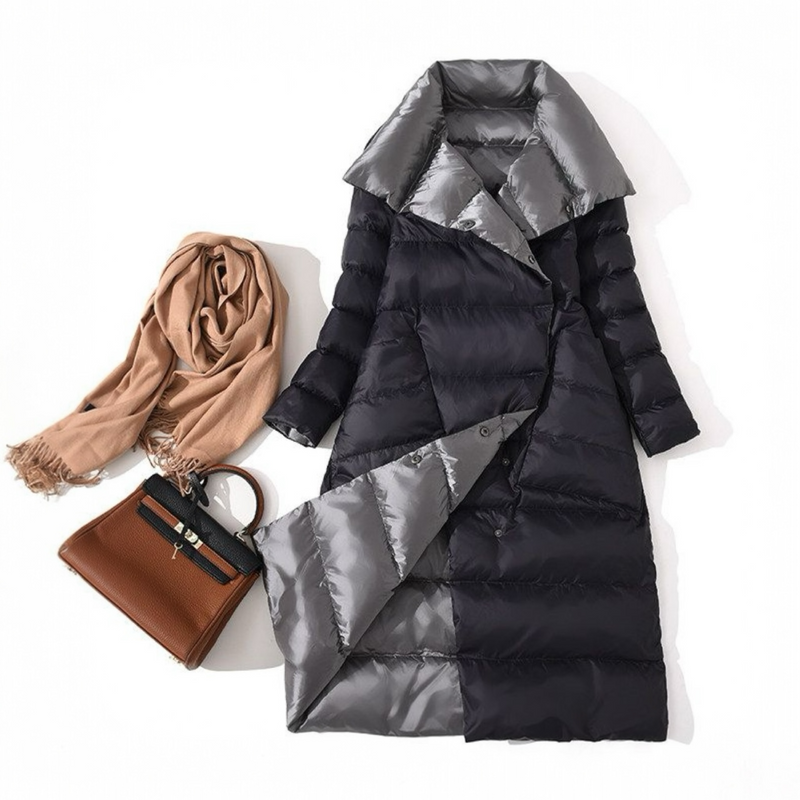 Lightweight reversible winter down jacket for women