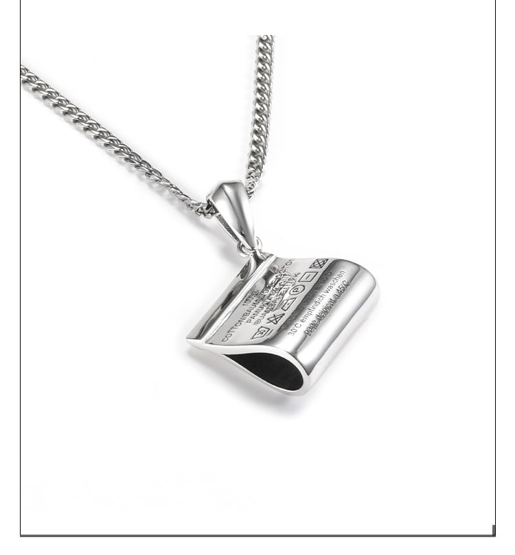 S925 Sterling Silver Washing Label Necklace