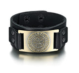 Beowulf Regalia Leather Viking Vegvisir Arm Cuff