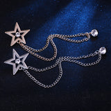 Fashion Tassel Chain Pentagram Rhinestone Brooch For Men