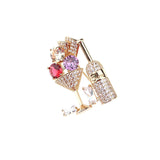 Creative Cocktail Glass Corsage Fashion Micro Inlaid Zircon Pin Temperament Trend Clothing Brooch Accessories