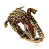 Exaggerated Vintage Alligator Alloy Diamond Cuff Bracelet