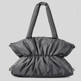 Autumn And Winter Pleated Cotton Filled Large Capacity Handbag For Women