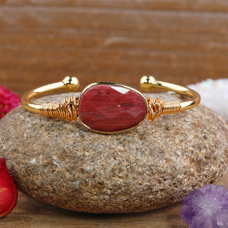 Citrine Quartz Gold Bohemian Cuff Bracelet