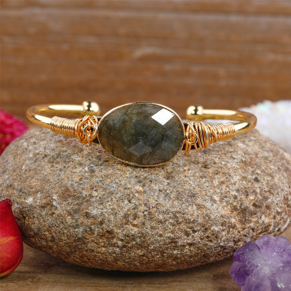 Citrine Quartz Gold Bohemian Cuff Bracelet